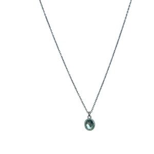 Cookie Lee Silver Green Blue Faceted Pendant Necklace Dainty Feminine Minimalist